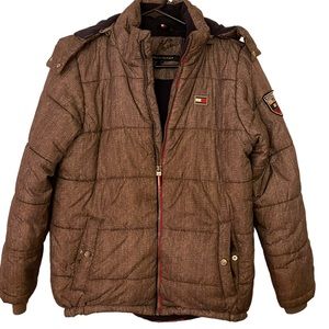 COPY - Boys Tommy Hilfiger Grey Puffer Jacket missing removable hood. Size L